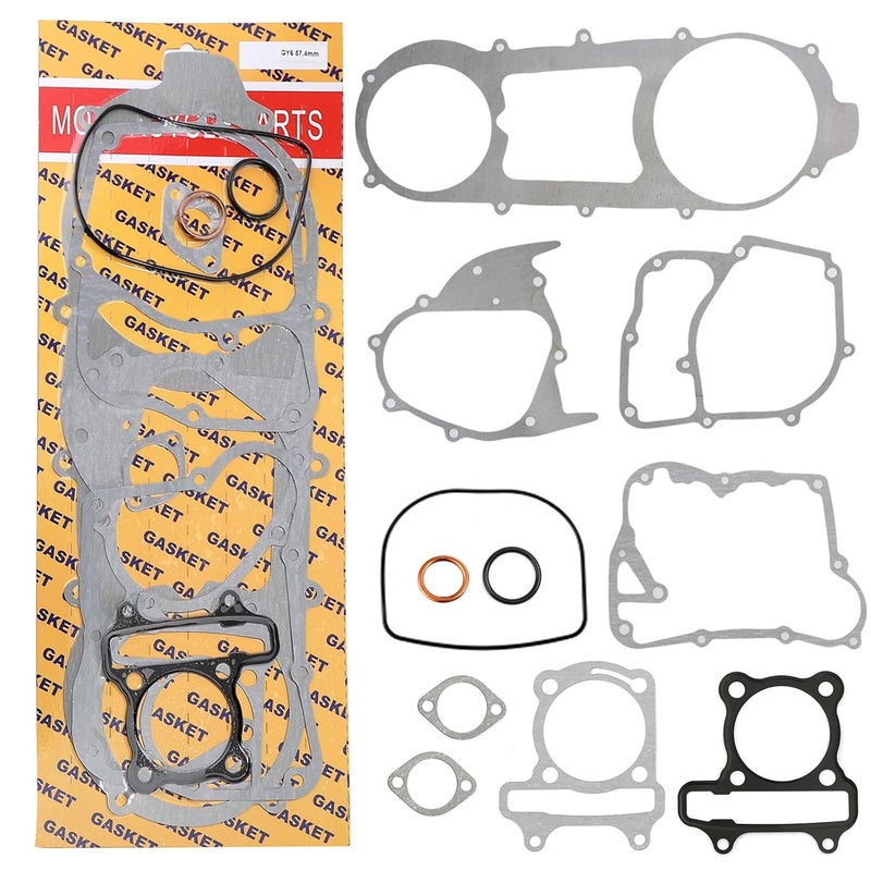 Minho GY6 150cc Complete Long Case Engine Gasket Kit Fit for Chinese GY6 4-Stroke 152QMI 157QMJ Engine Scooter Moped ATV Go Kart,57.4mm Cylinder Gasket - Image 1